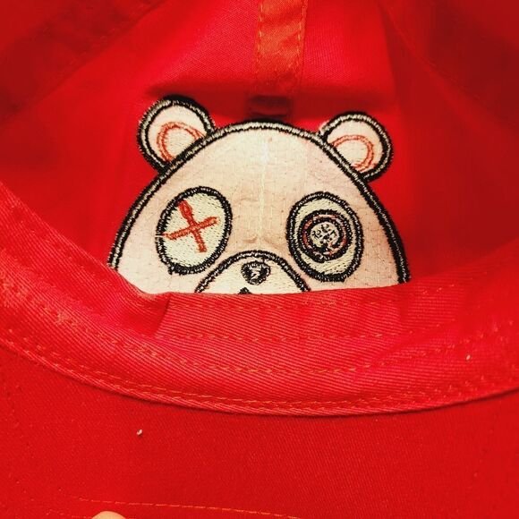 MUKA Air Bear Distressed Dad Hat Red Adjustable   O/S - Picture 6 of 7
